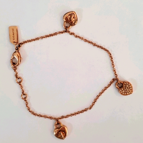 Coach Rose Gold Turnkey and Pave Heart Bracelet